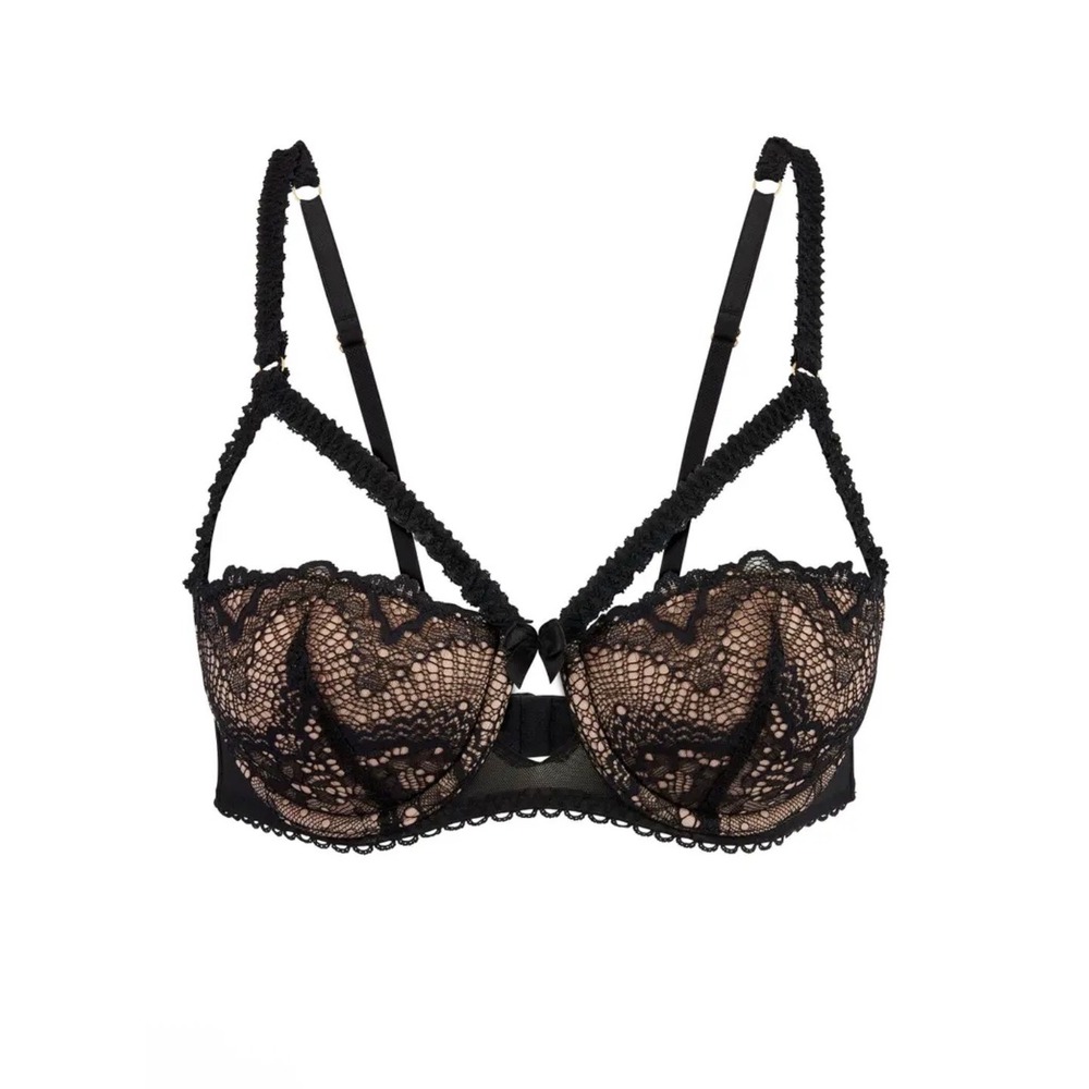 Adore Me Kimmy Push Up Balconette Bra 32C Underwire‎ Black Lace